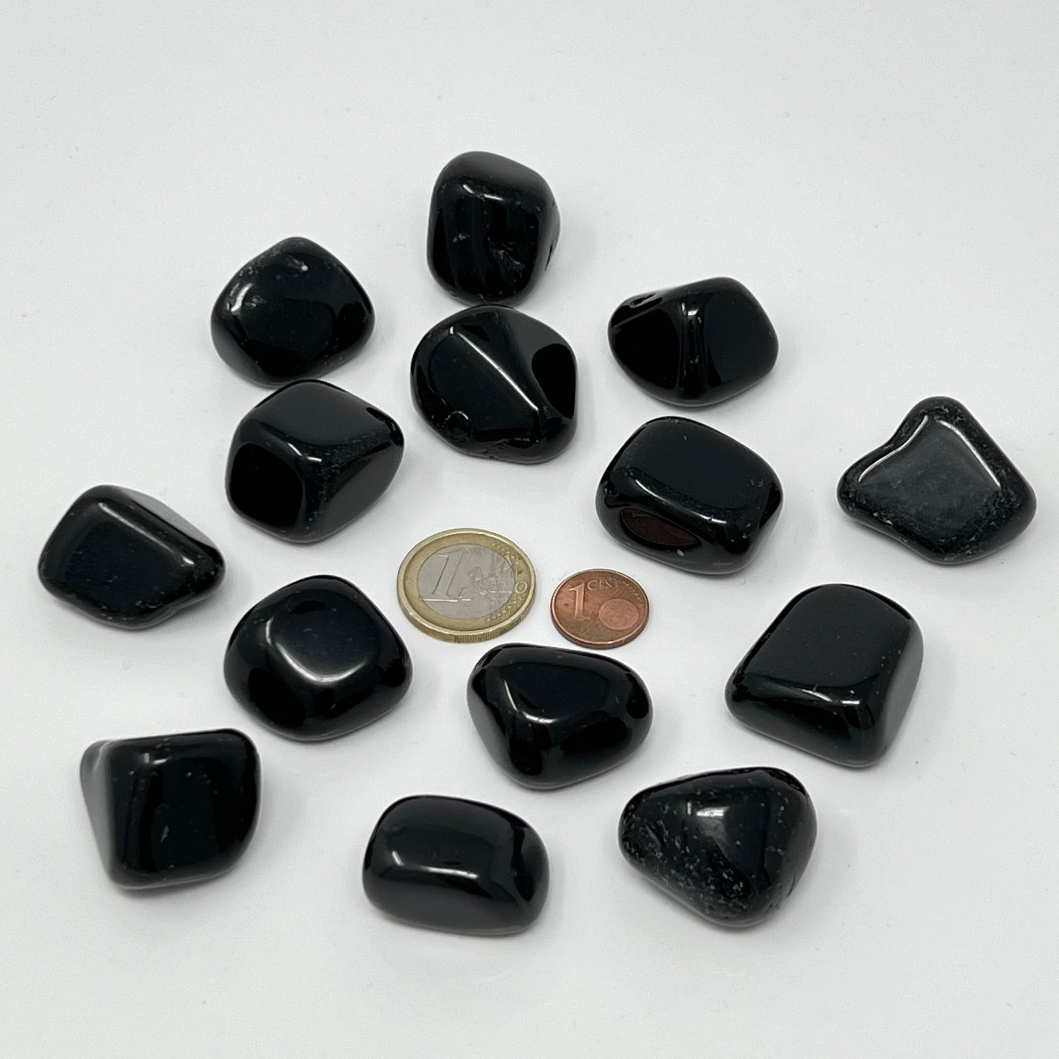 Schwarzer Obsidian - Trommelstein - Größe 2-3 cm