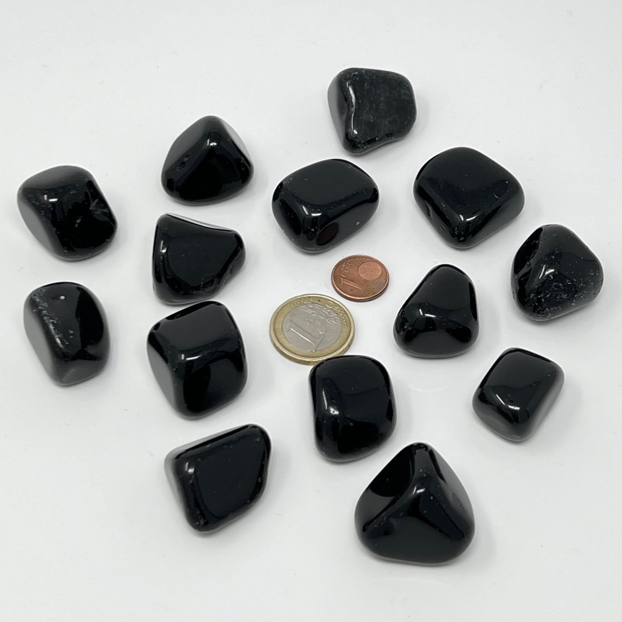 Schwarzer Obsidian - Trommelstein - Größe 2-3 cm