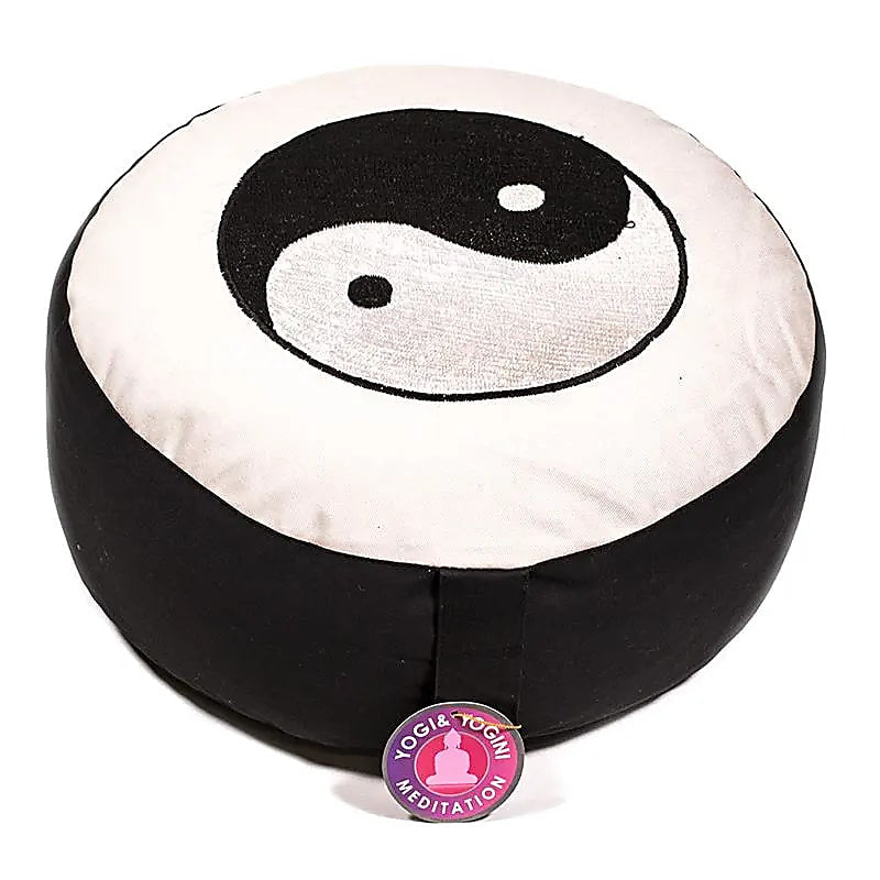 Meditationskissen - Yin Yang - schwarz/creme - 33x13  cm