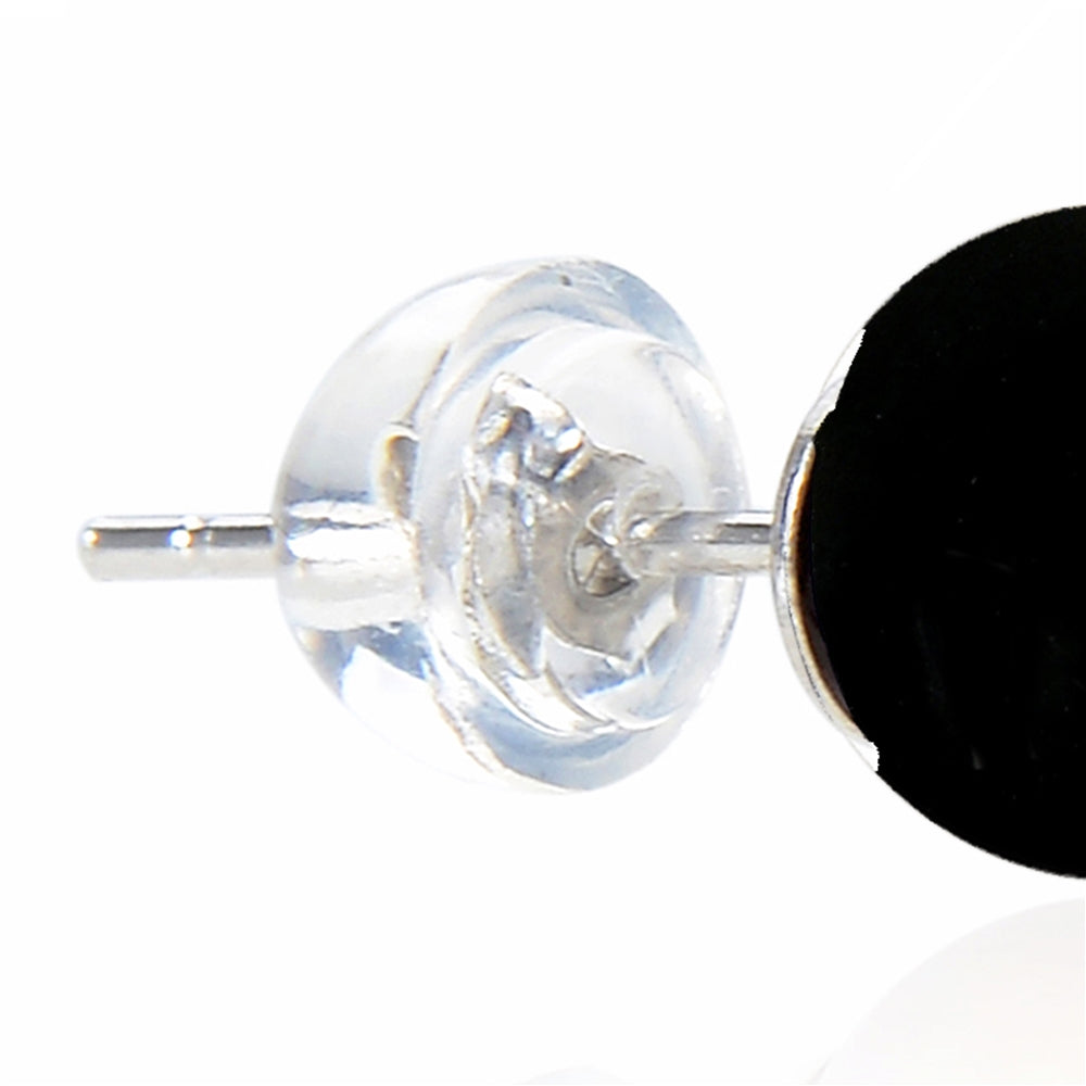 Ohrstecker Onyx (gef.), Kugel, 6 mm, rhodiniert 925 Silber