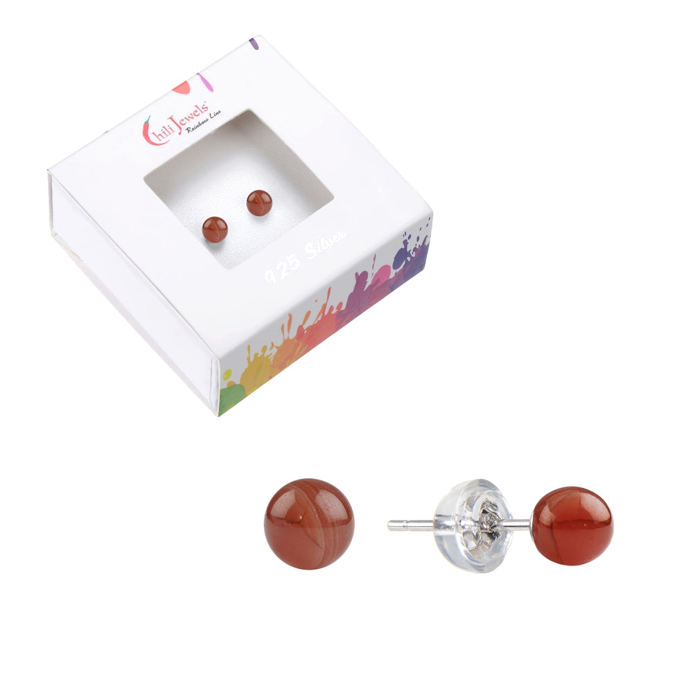 Rhodochrosit - Ohrstecker - Kugel 8 mm - rhodiniert 925 Silber