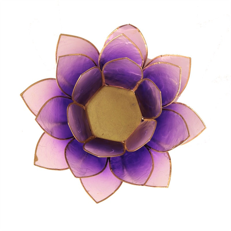 Lotus Teelichthalter violett goldfarbig