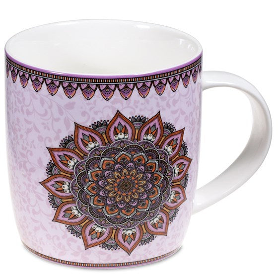 Teetasse mit Sieb und Deckel Mandala purple