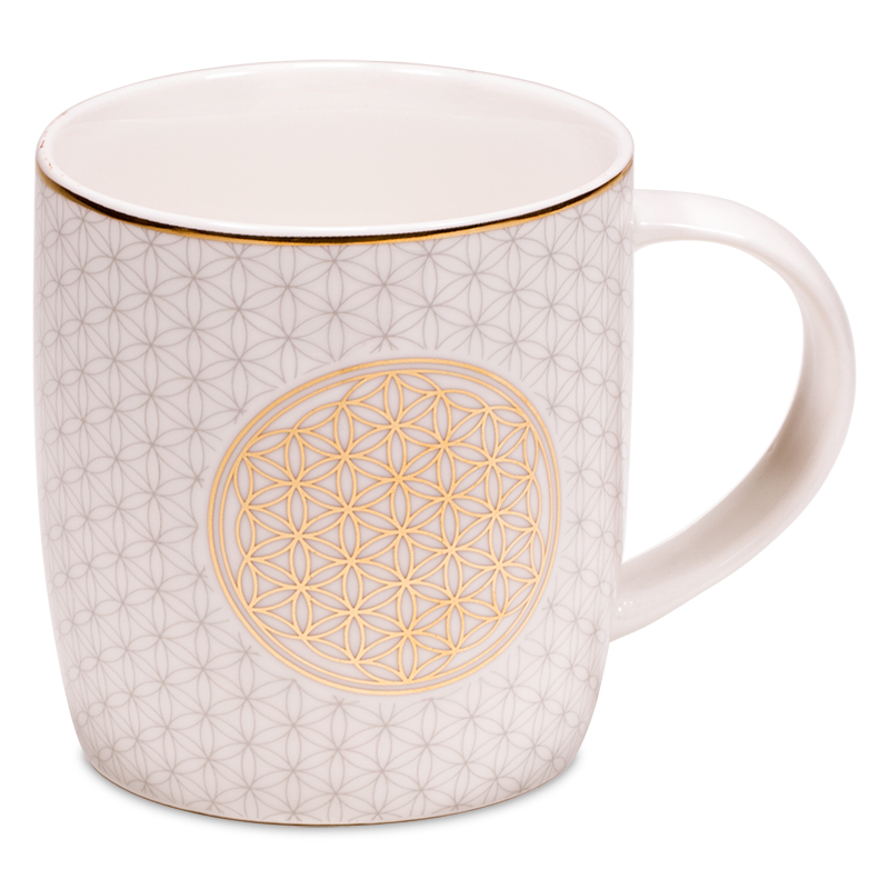 Teetasse mit Sieb und Deckel Blume des Lebens