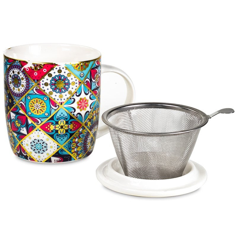 Teetasse mit Sieb und Deckel orientalisch