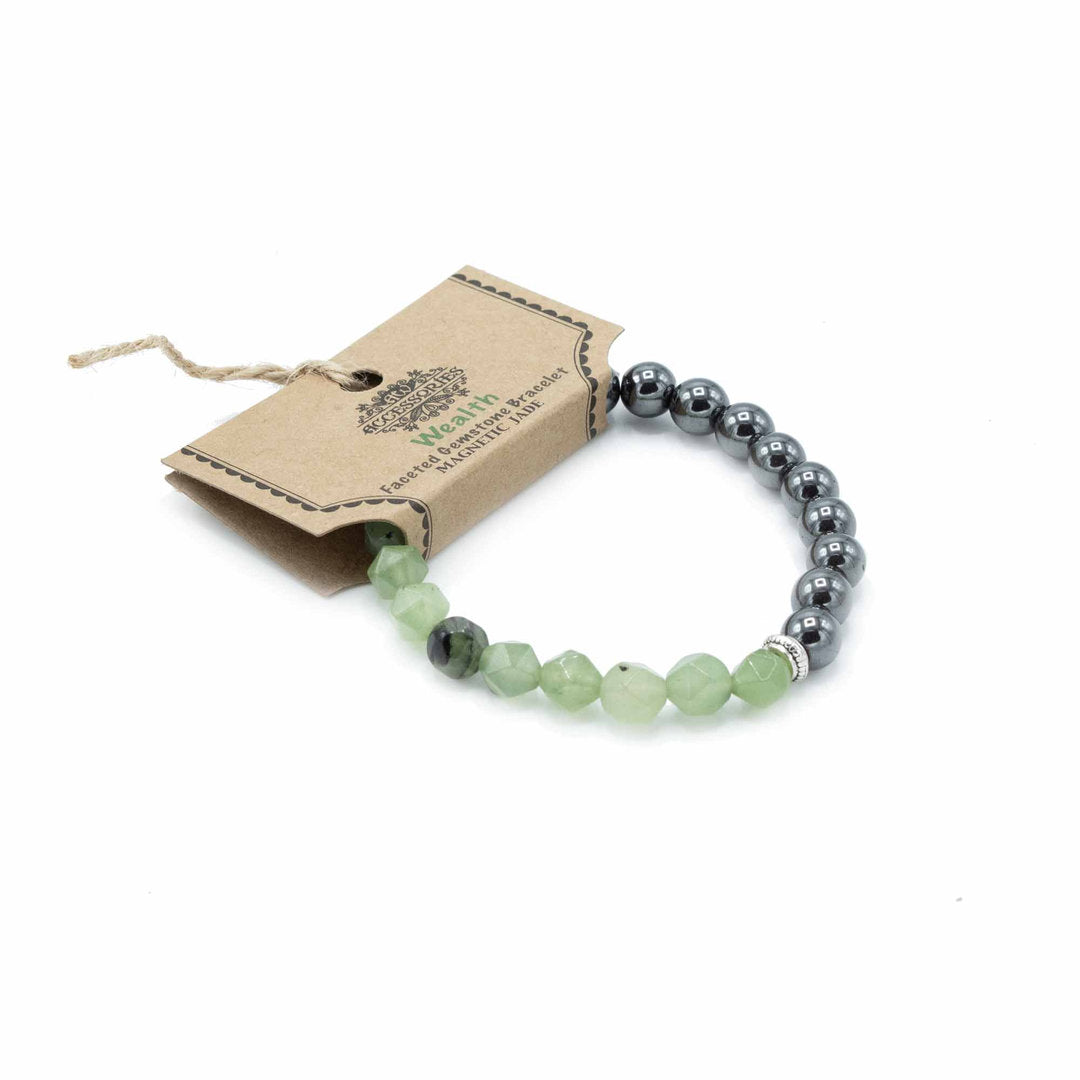 Facettiertes Edelstein-Armband- Magnetische Jade - 8 mm Kugeln