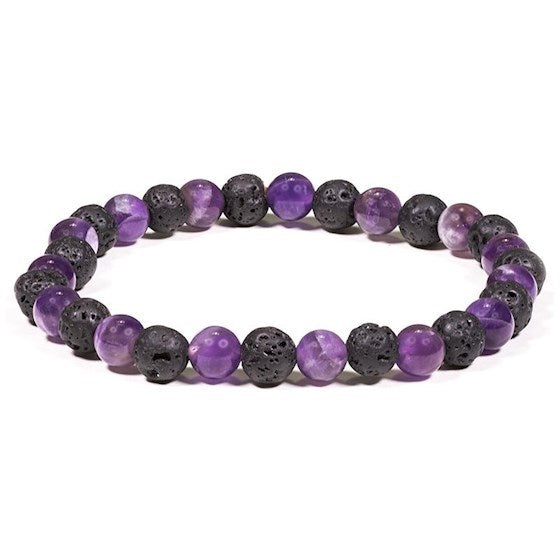 Armband Lava / Amethyst 6 mm Kugeln