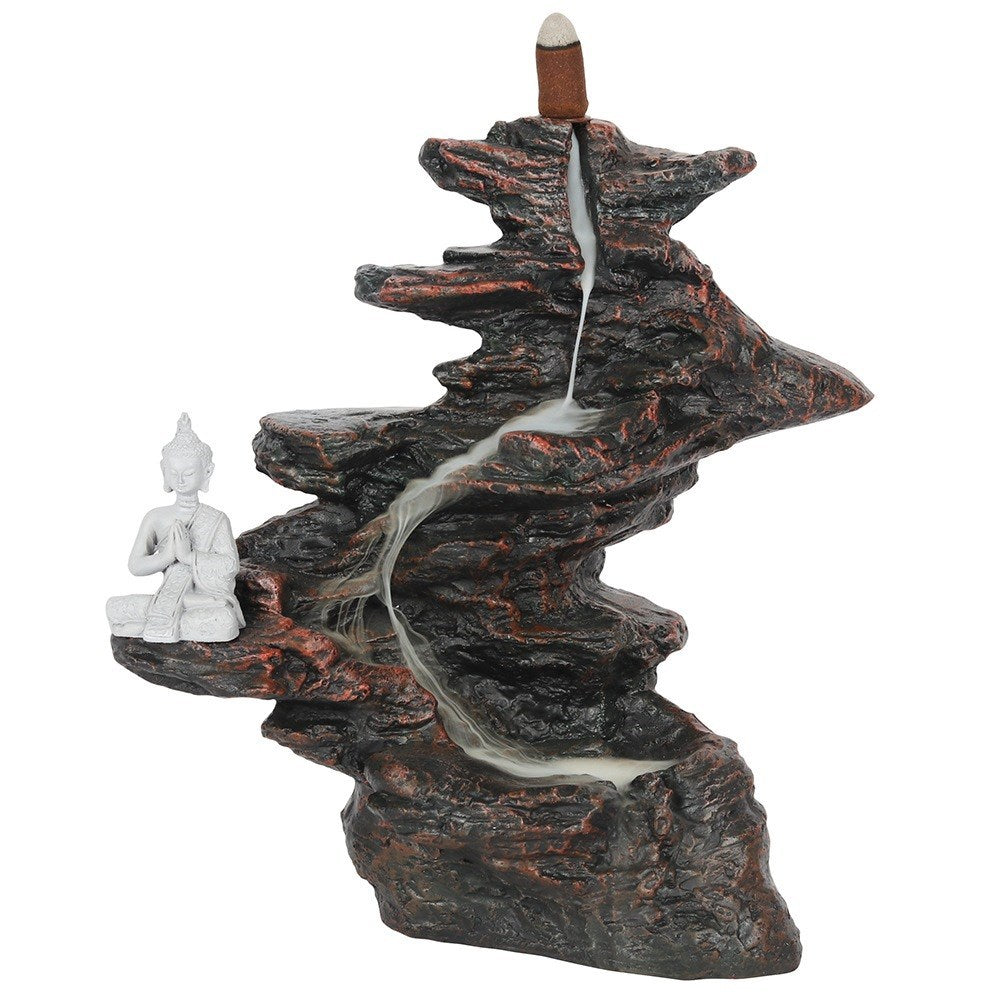 25cm Buddha auf Felsen - Räucherrückfluss-Brenner (Backflow Incense Burner)