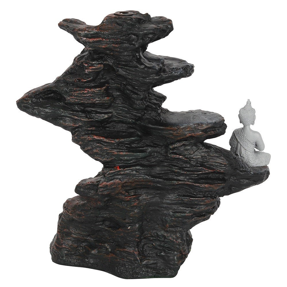 25cm Buddha auf Felsen - Räucherrückfluss-Brenner (Backflow Incense Burner)