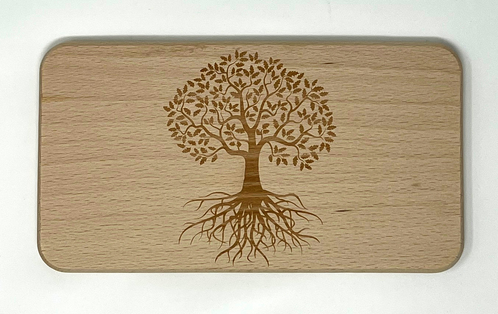 Frühstücksbrettchen Buche 22,5x12,5 x 1,2 Baum des Lebens mittig groß