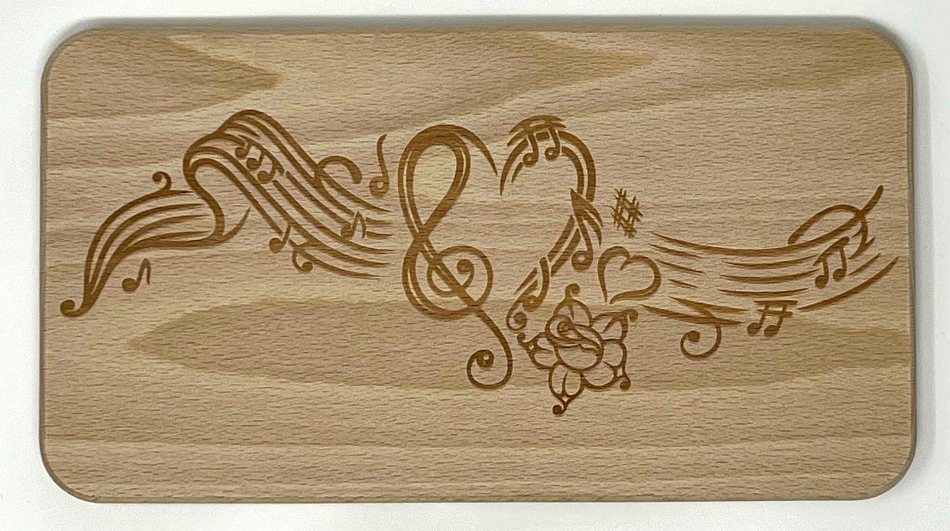 Frühstücksbrettchen Buche 22,5x12,5 x 1,2 Liebe zur Musik