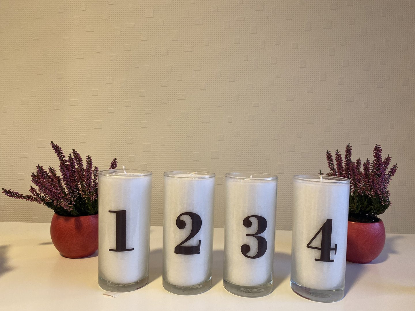 ADVENT-SET 1–4, weiß Palmwachs Kerze