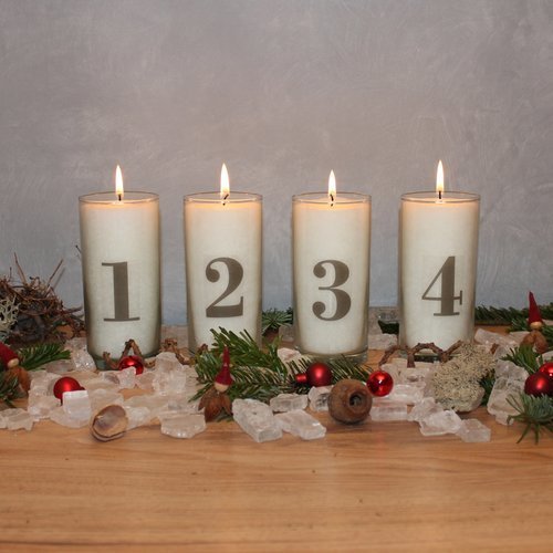 ADVENT-SET 1–4, weiß Palmwachs Kerze